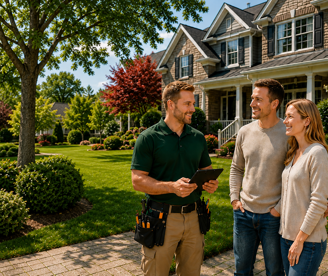 Basement Gurus technician consulting with homeowners